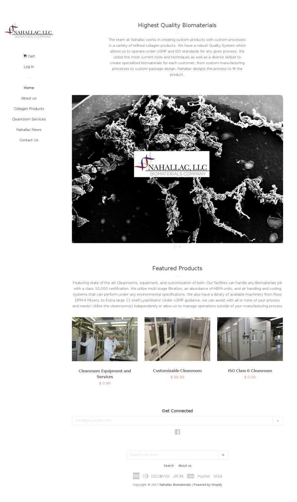 nahallacbiomaterials.com shopify website screenshot