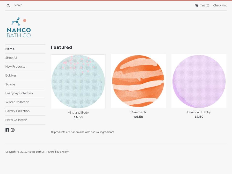 nahcobathco.com — Shopify storefront screenshot