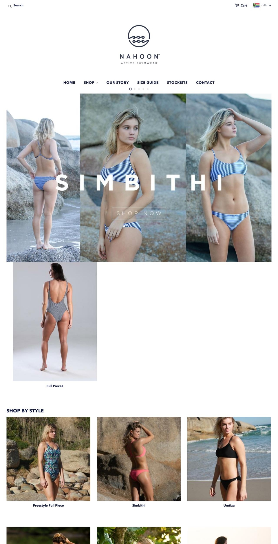 nahoonswimwear.com shopify website screenshot