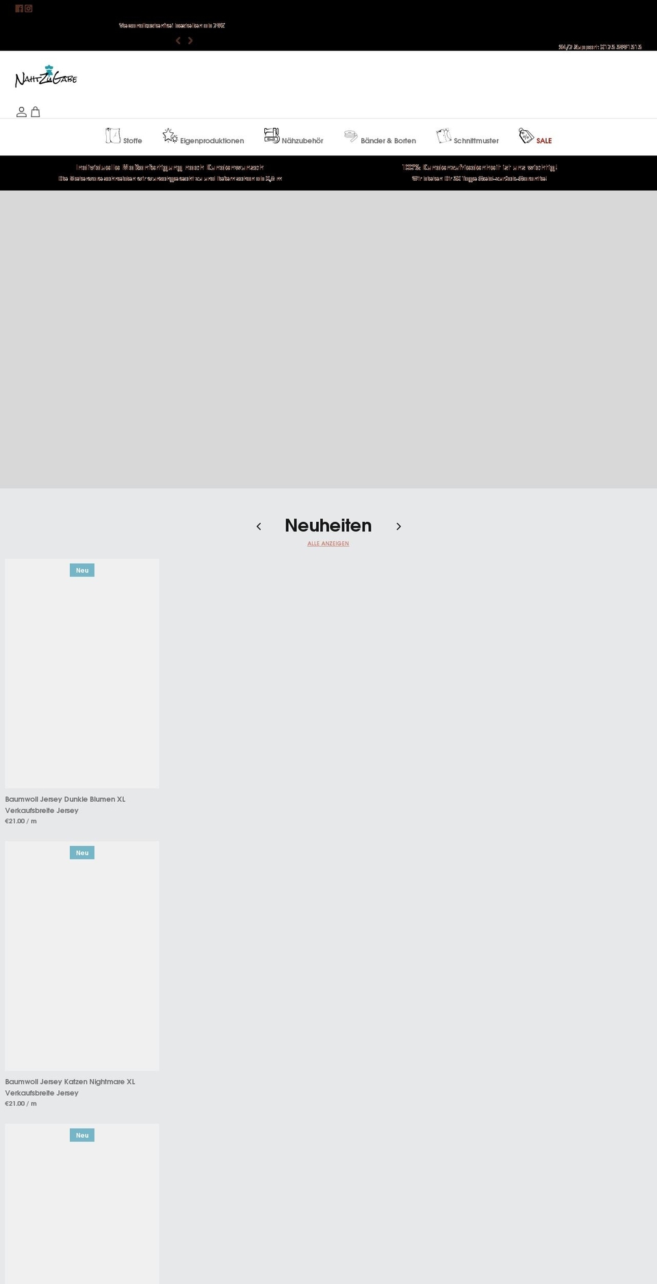 nahtzugabe.de shopify website screenshot