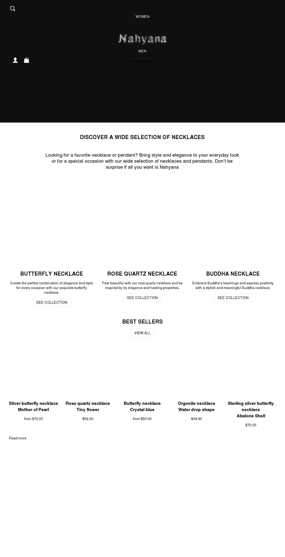 nahyana.com shopify website screenshot