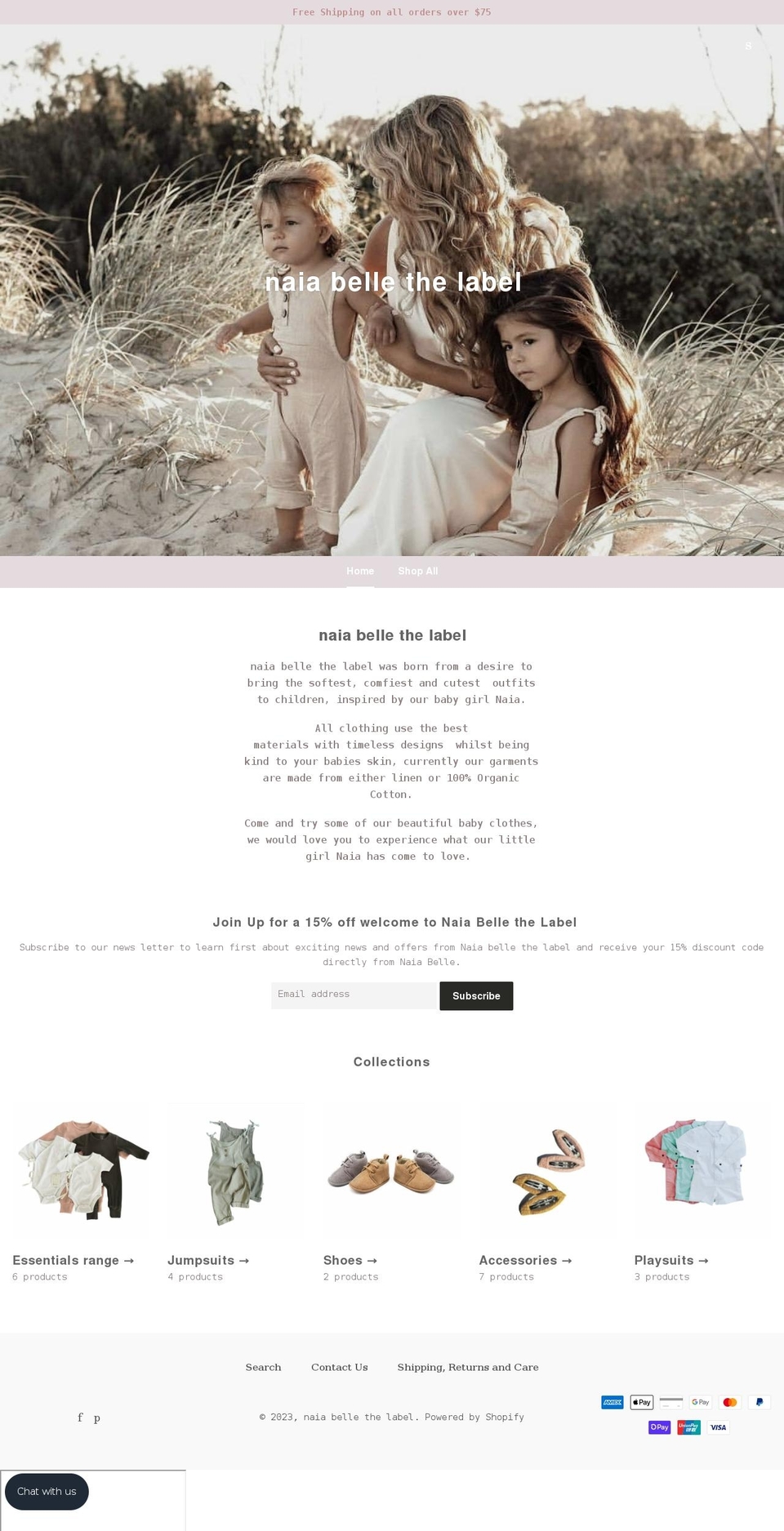 naiabellethelabel.com — Shopify storefront screenshot