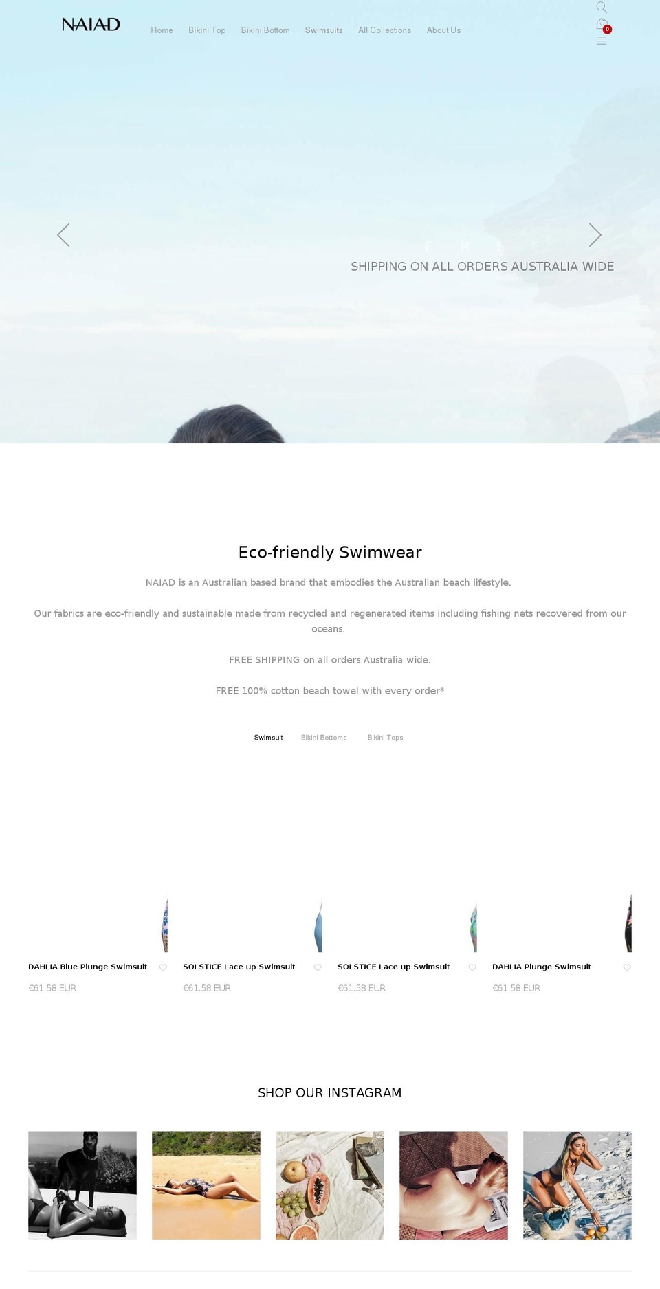 Unero Default Shopify theme site example naiadthelabel.com