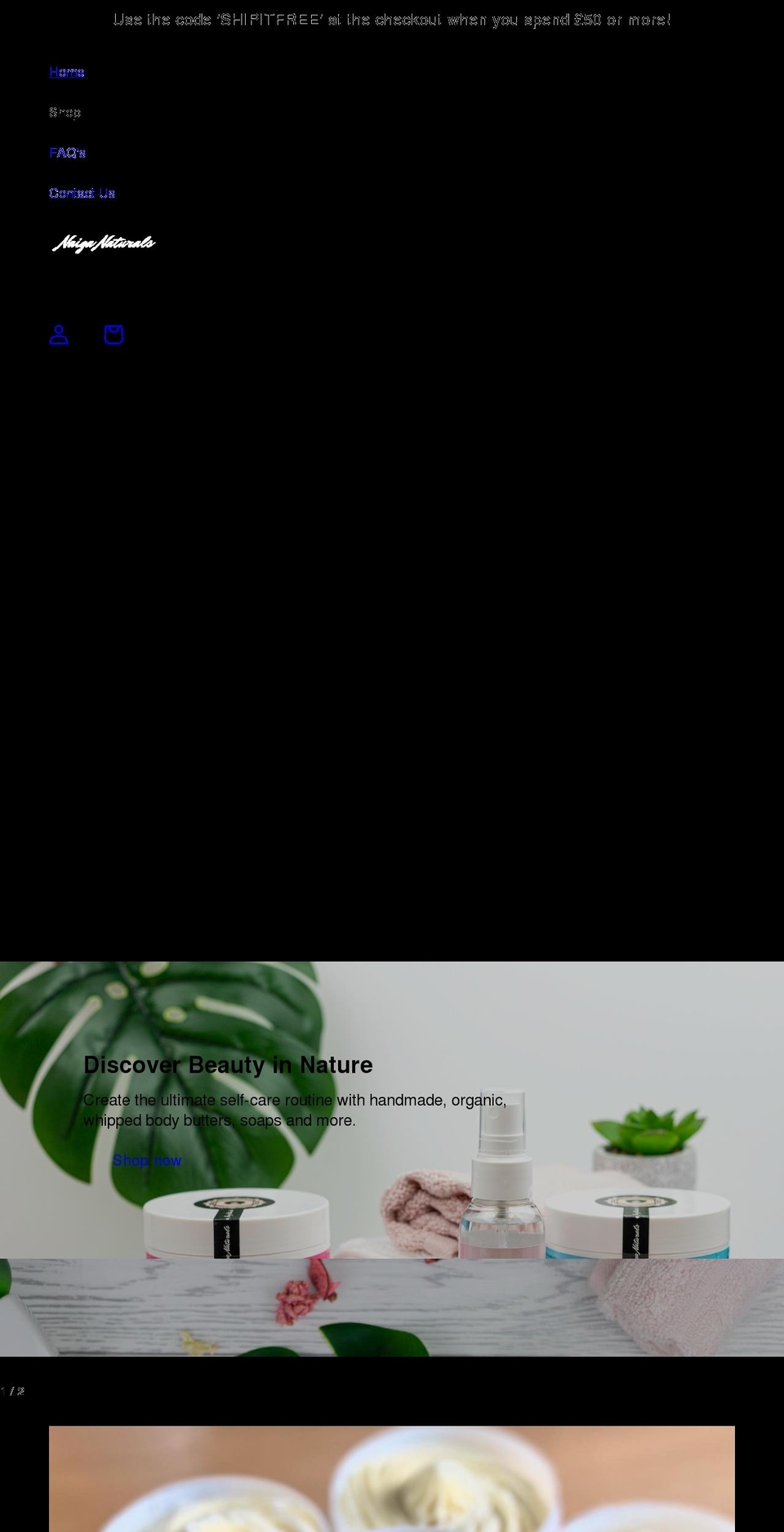 naiganaturals.co.uk shopify website screenshot