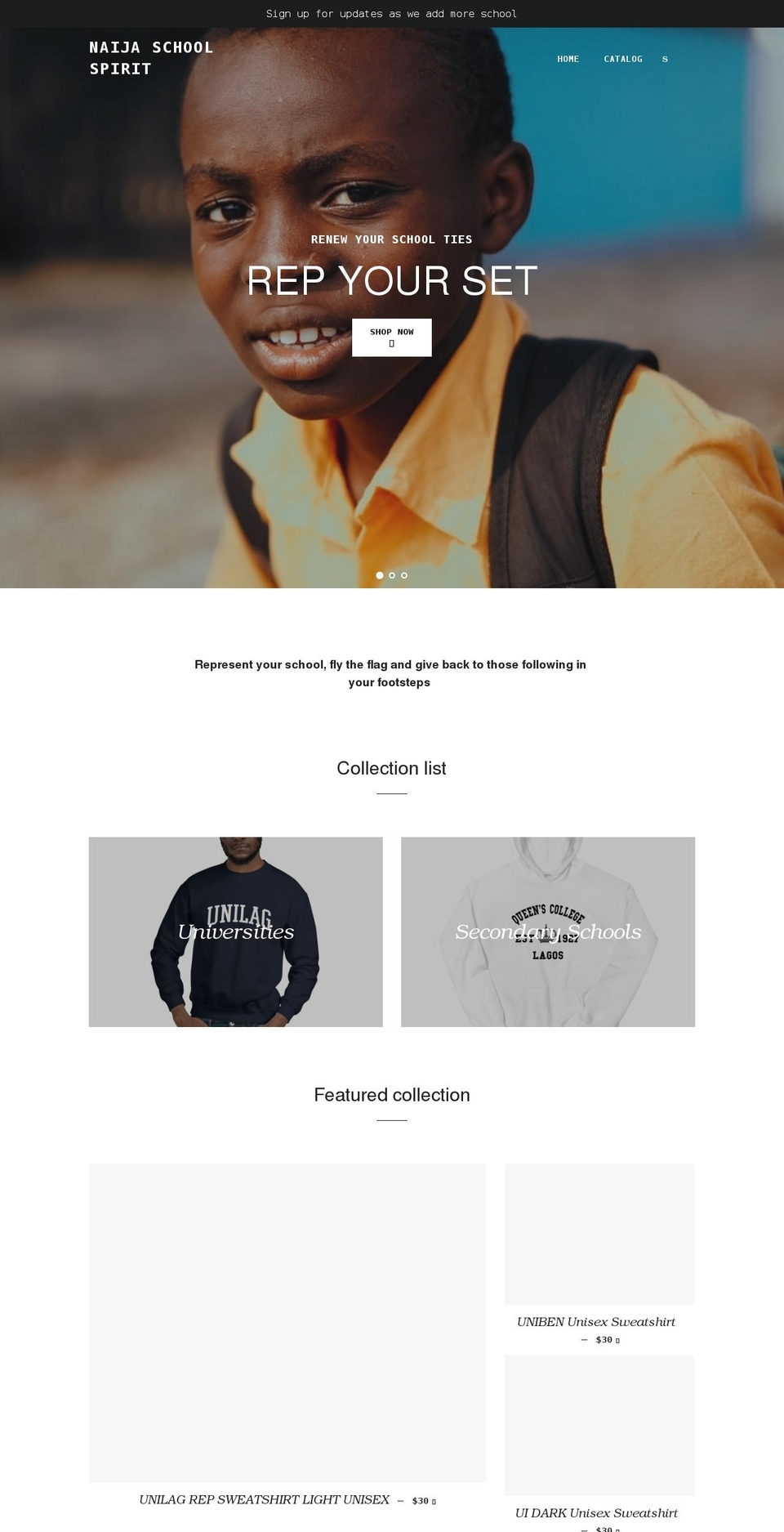 naijaschoolspirit.com shopify website screenshot