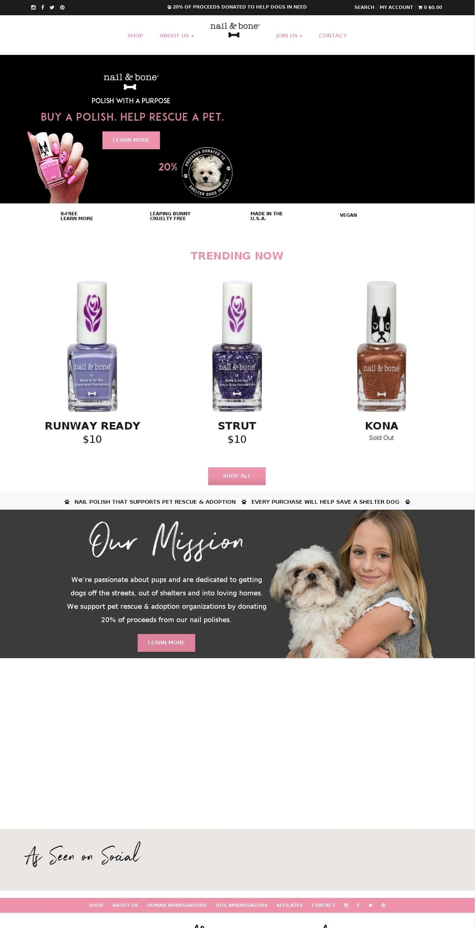 nailandbone.com — Shopify storefront screenshot