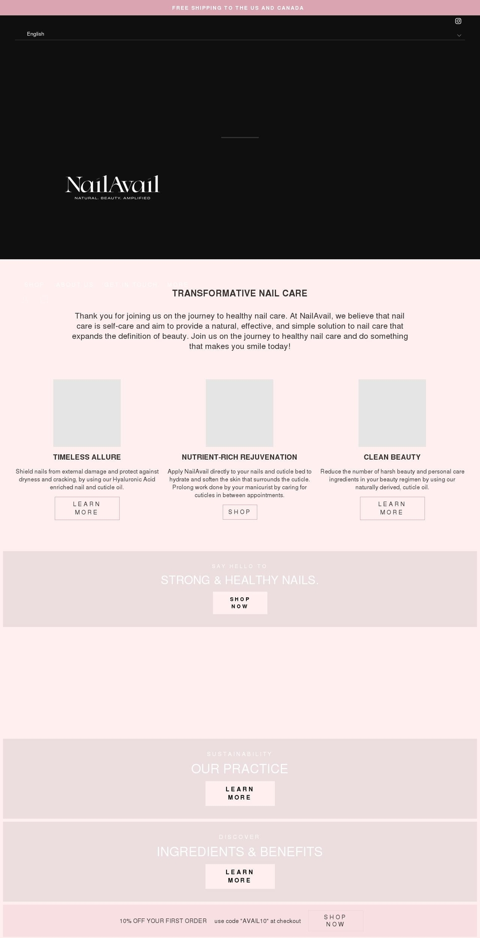 nailavail.com shopify website screenshot