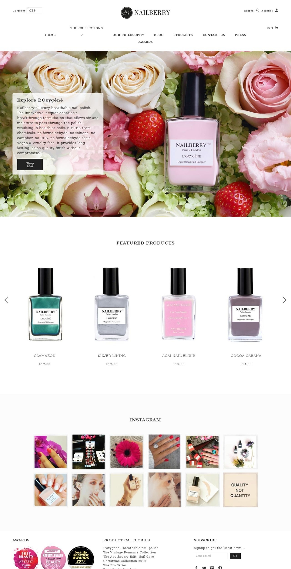 Be Yours Shopify theme site example nailberry.co.uk