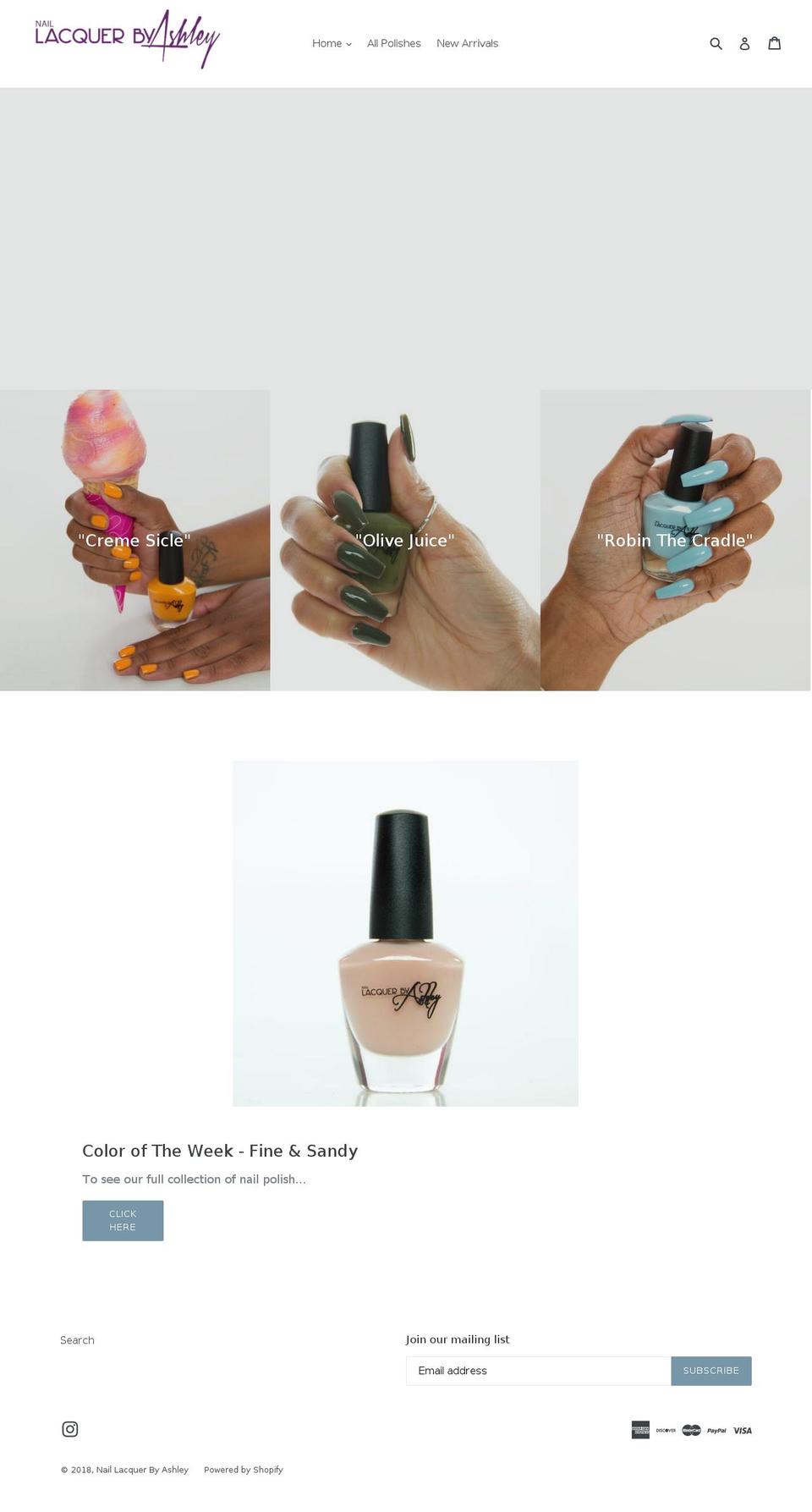 naillacquerbyashley.com — Shopify storefront screenshot
