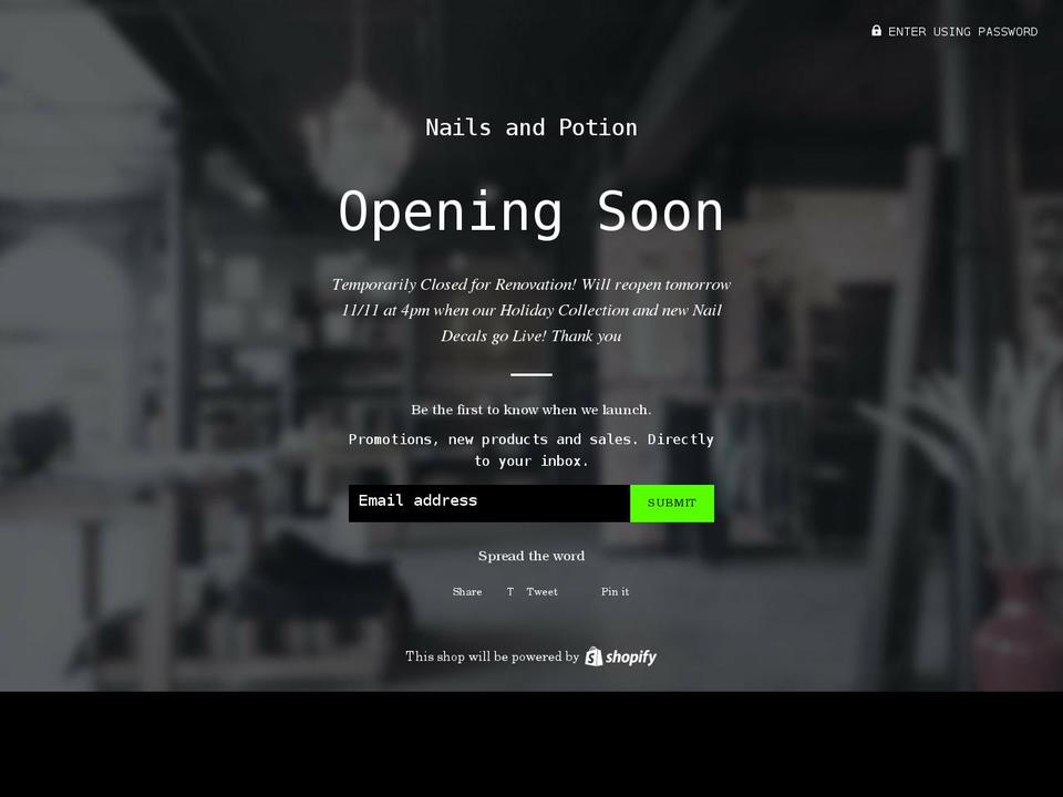 nailsandpotion.com shopify website screenshot