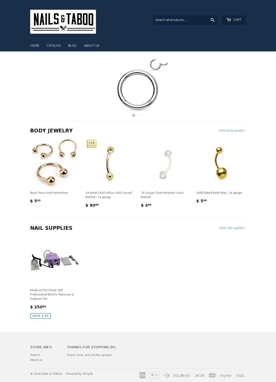 nailsandtaboo.com shopify website screenshot