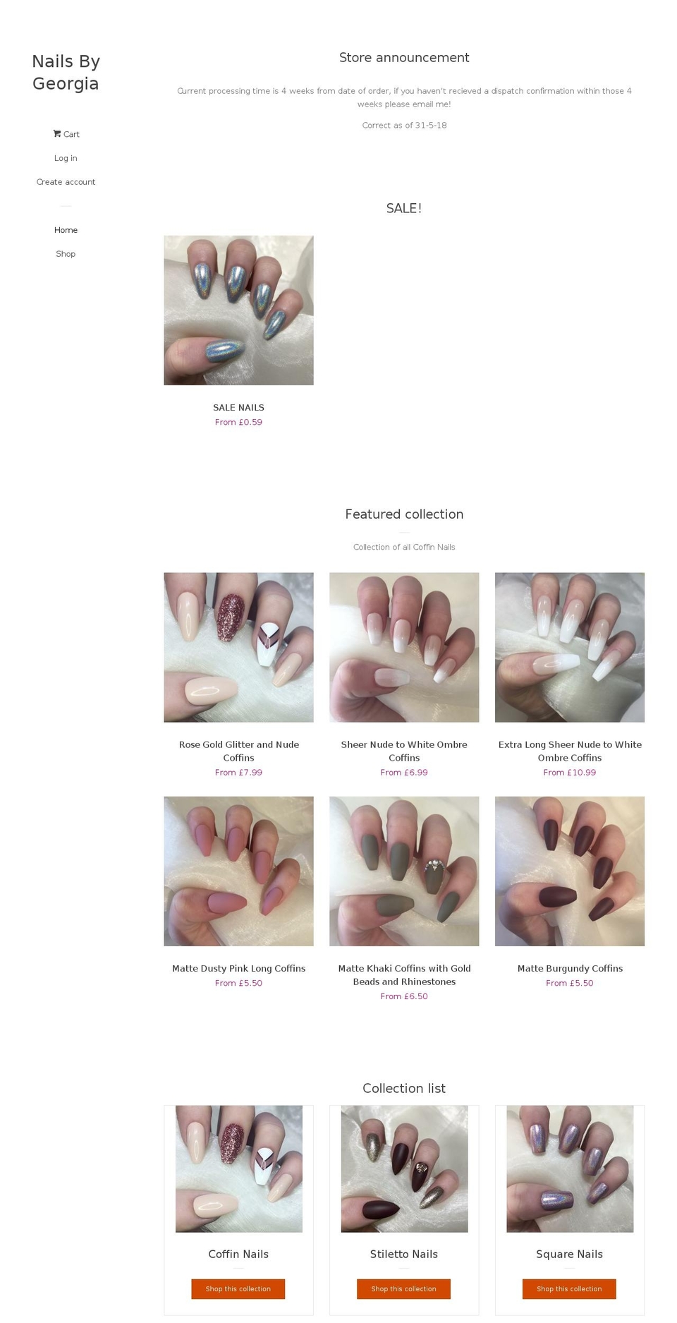 nailsbygeorgia.com — Shopify storefront screenshot