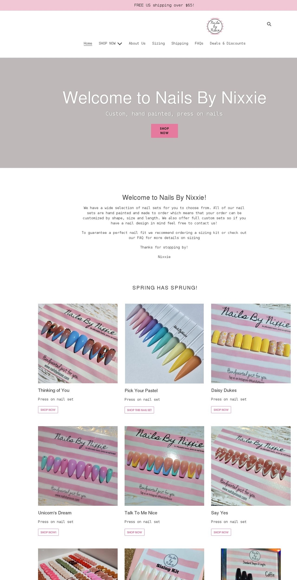 nailsbynixxie.com shopify website screenshot