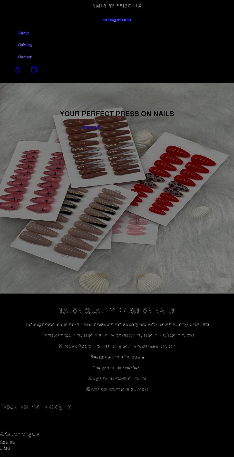 nailsbypriscilla.com shopify website screenshot