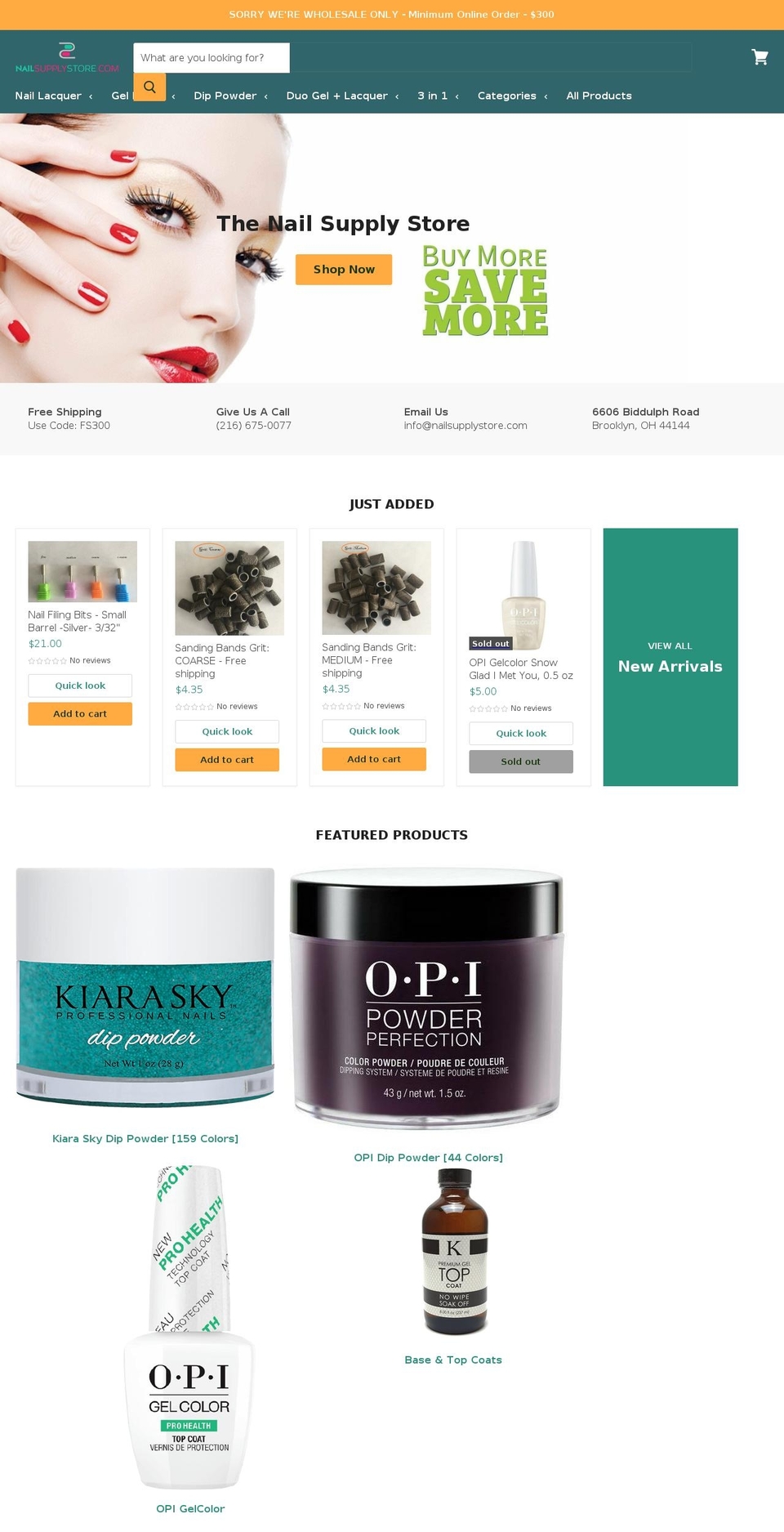 nailsupplystore.com shopify website screenshot