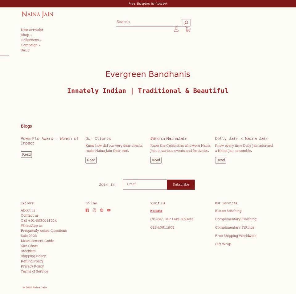 nainajain.in shopify website screenshot