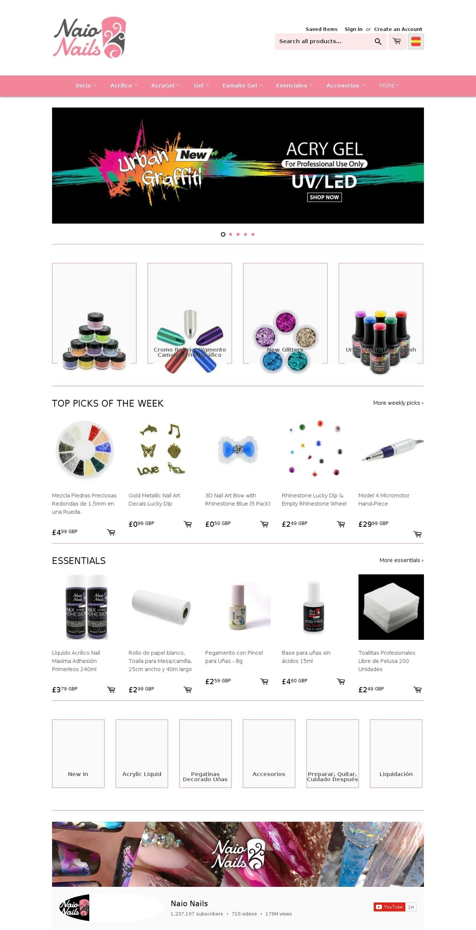 naio-nails.es shopify website screenshot