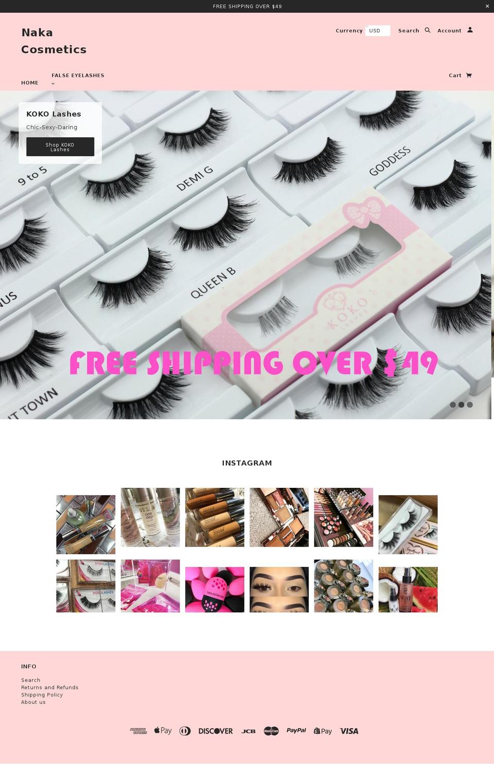 nakacosmetics.com shopify website screenshot