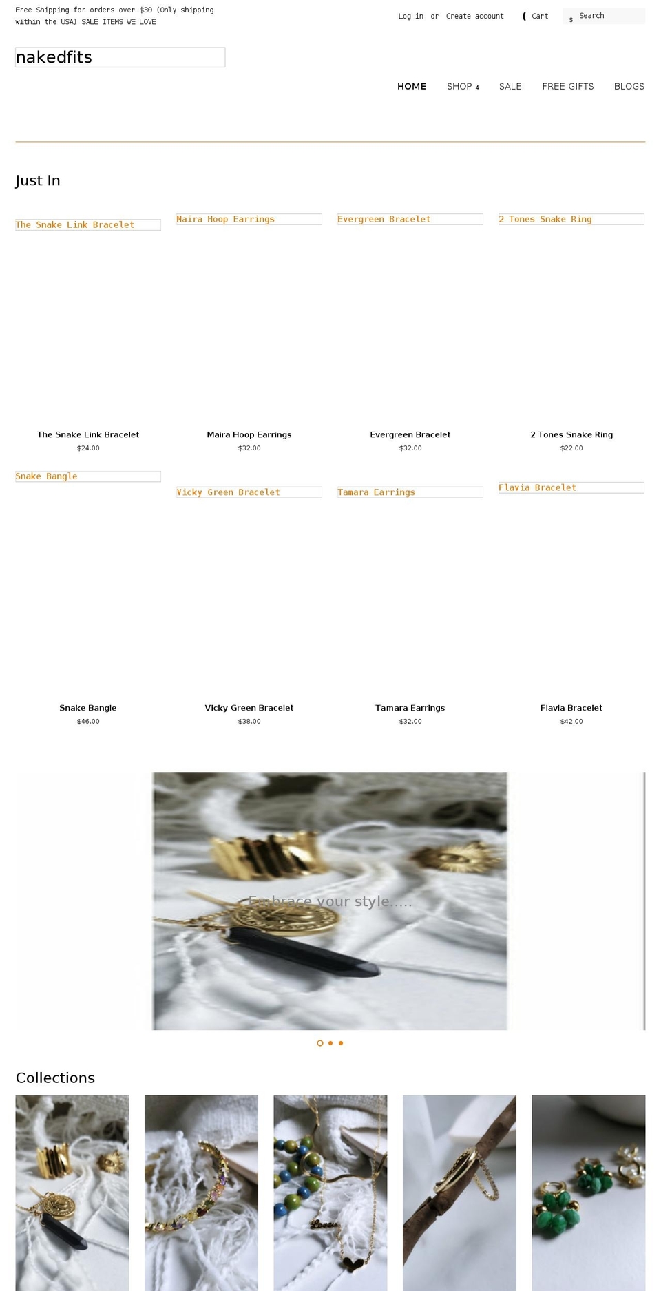 nakedfits.com shopify website screenshot