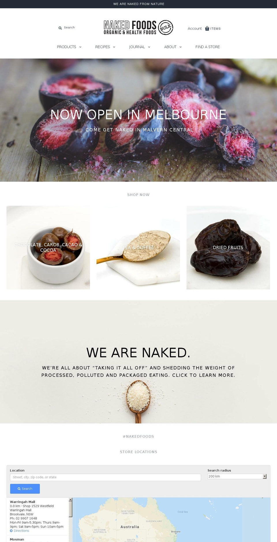 nakedfoods.com.au shopify website screenshot