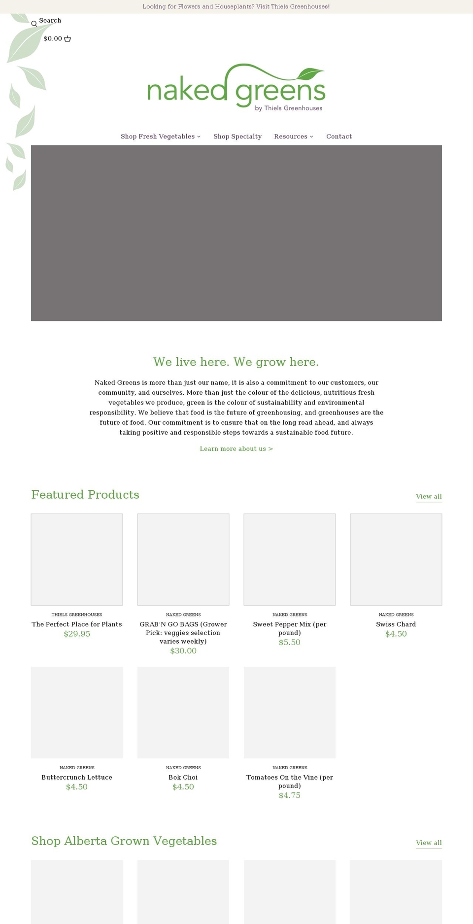 nakedgreens.ca shopify website screenshot