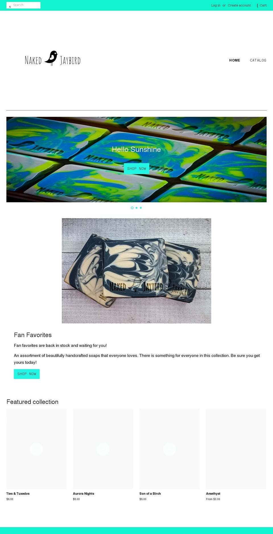 nakedjaybirdsoaps.com shopify website screenshot