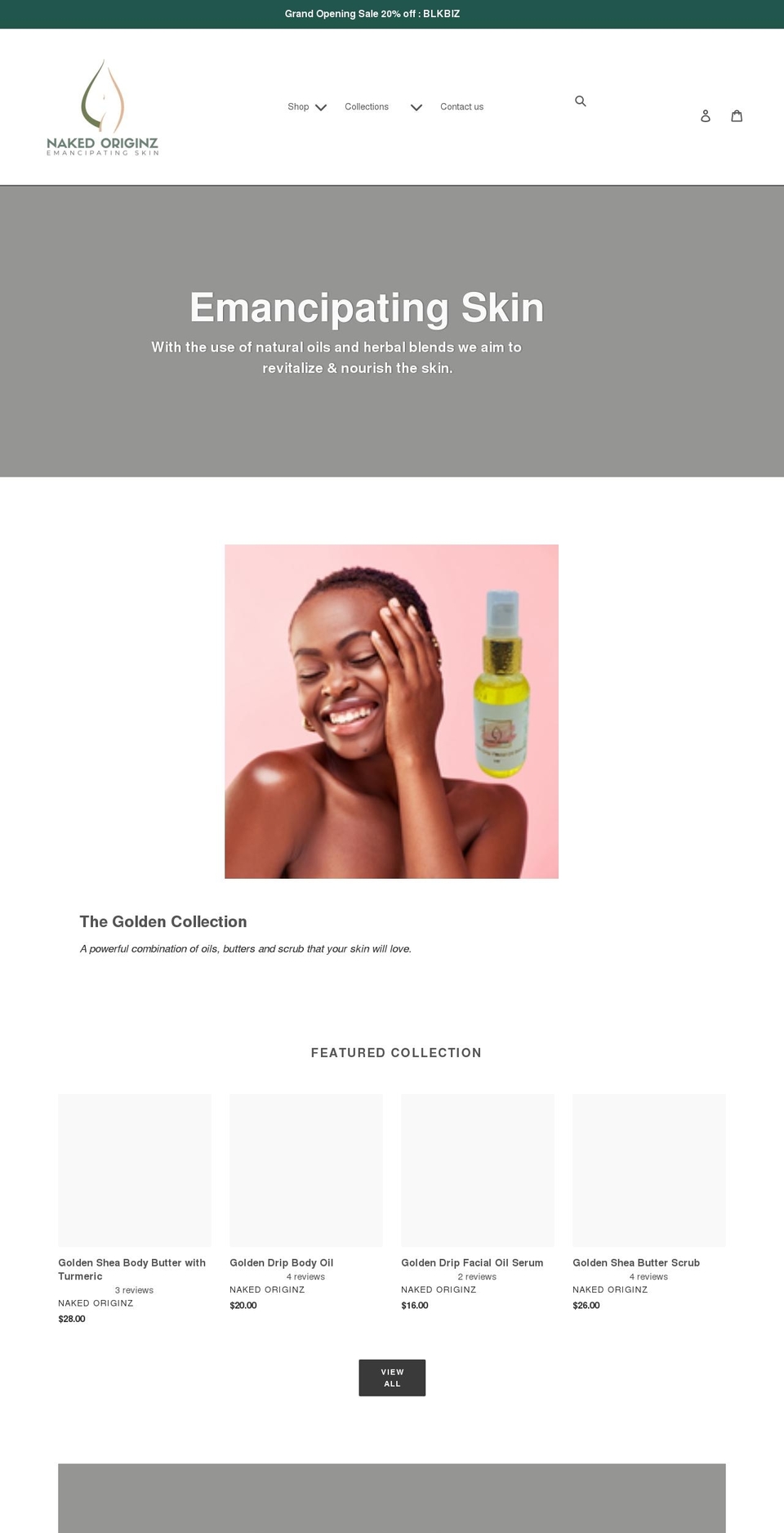 nakedoriginz.com shopify website screenshot
