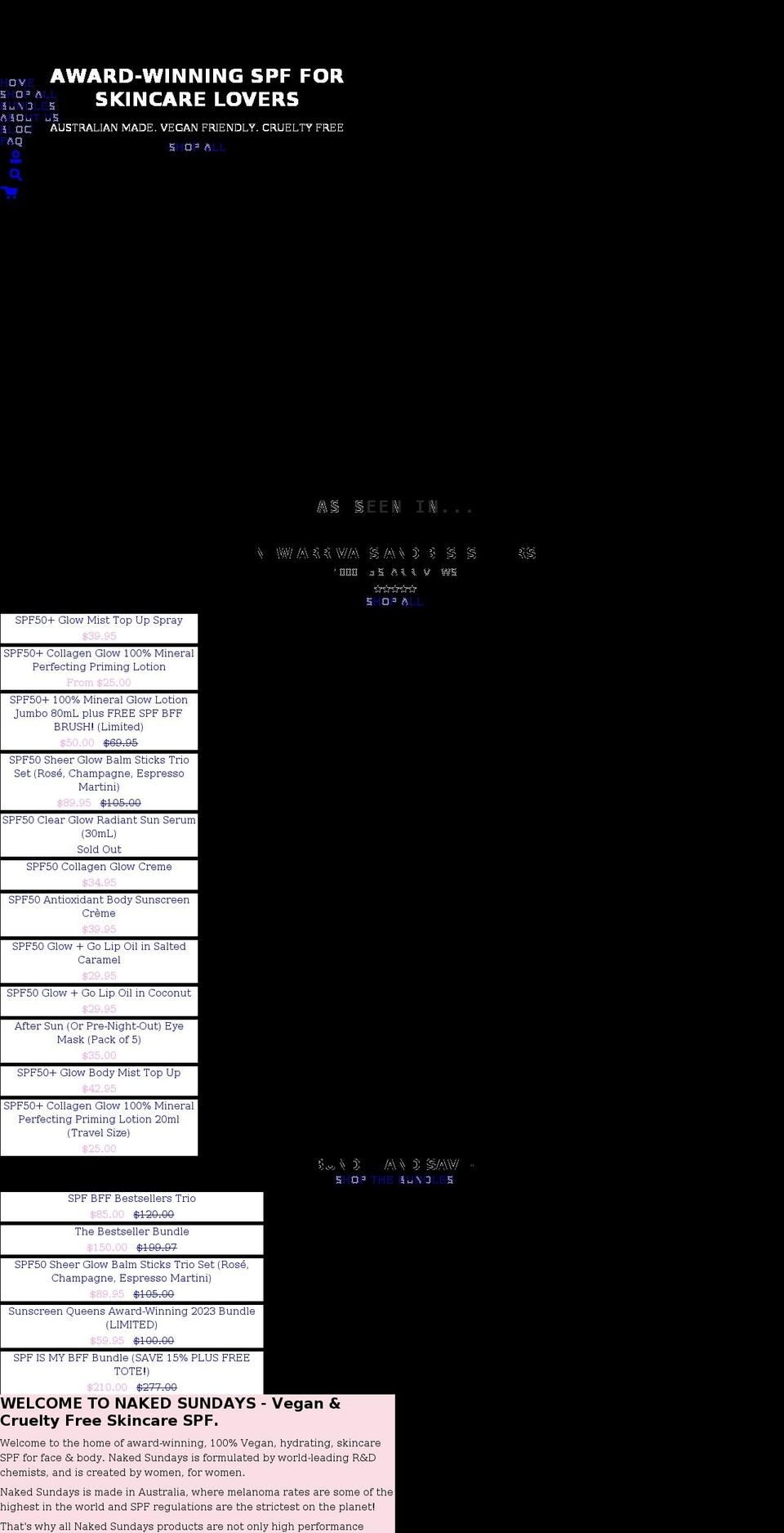 nakedsundays.com shopify website screenshot