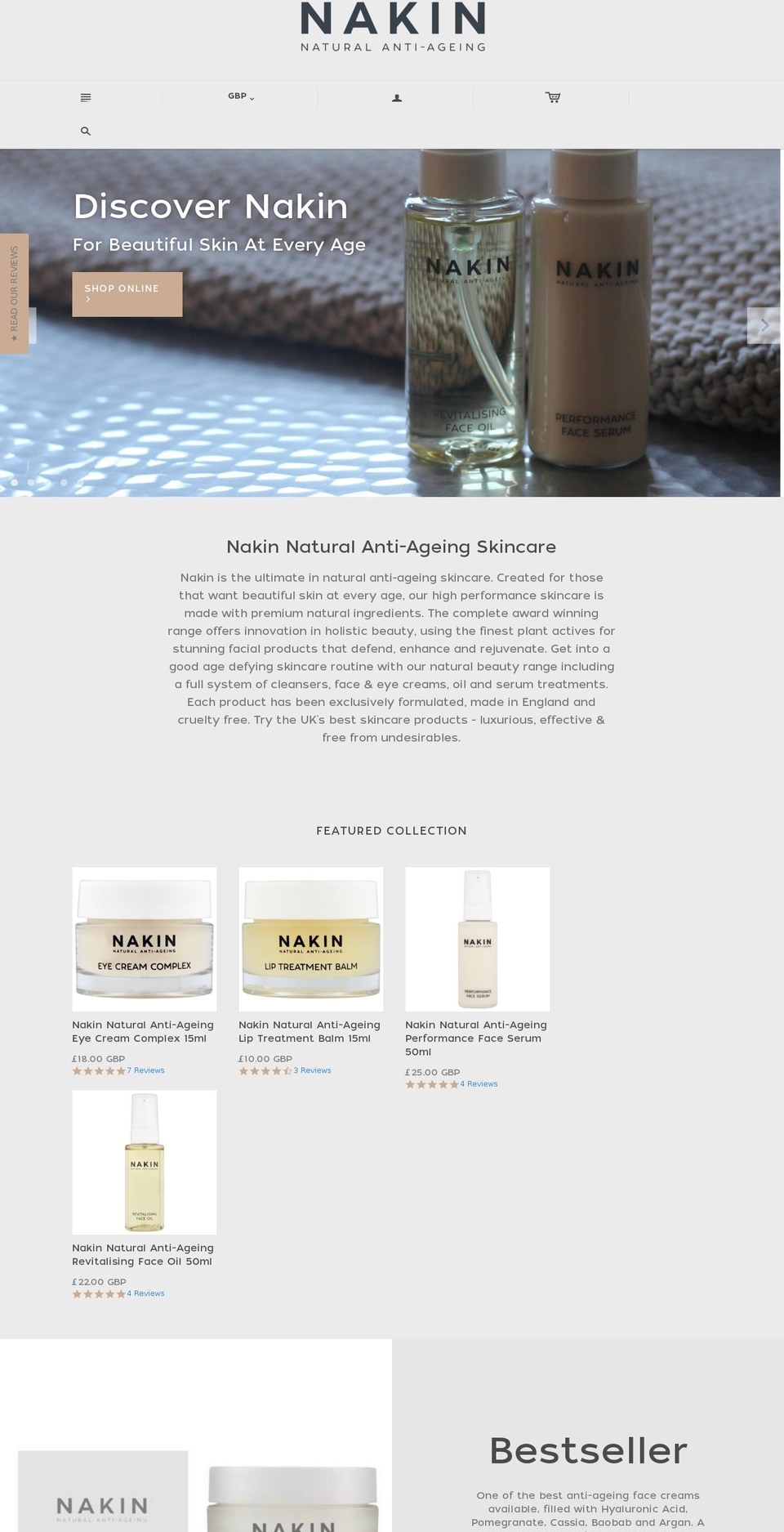 nakinskincare.com shopify website screenshot