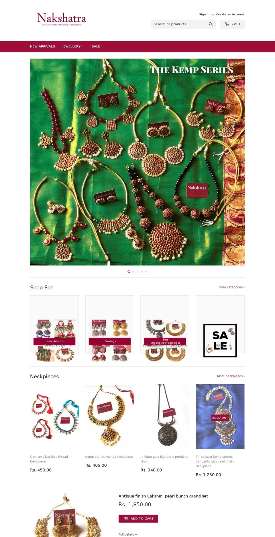 nakshatrachennai.com — Shopify storefront screenshot