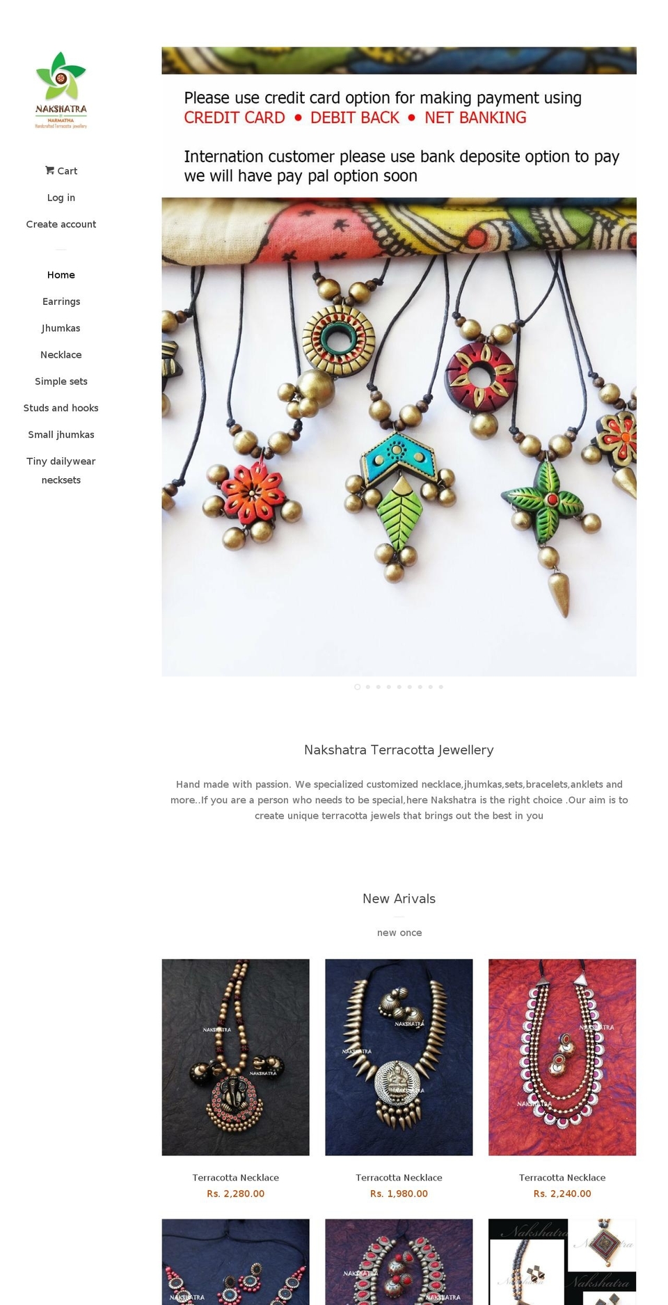 nakshatra Shopify theme site example nakshatraterracotta.com