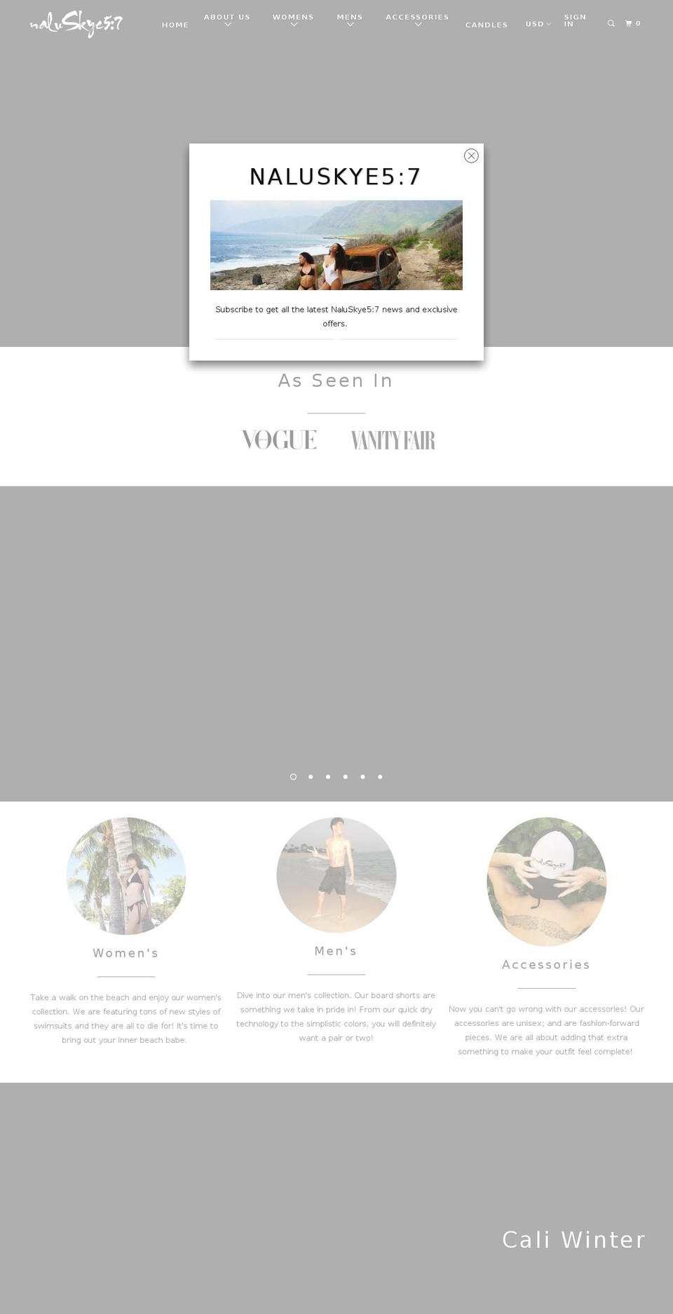 naluskye57.com shopify website screenshot