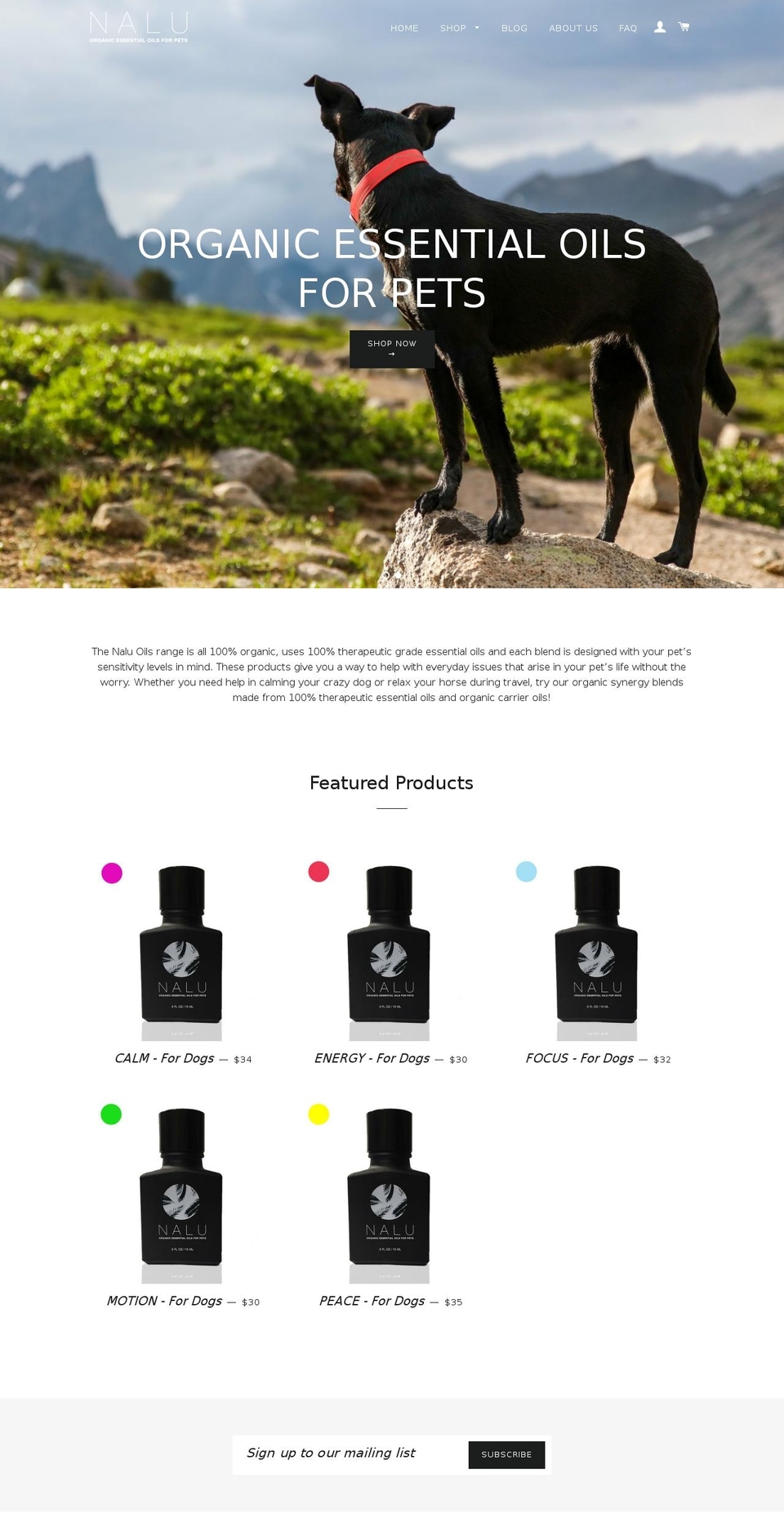 nalusoils.com — Shopify storefront screenshot