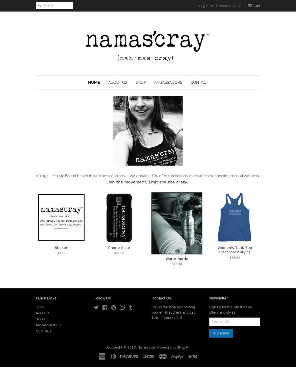 namascraycray.com shopify website screenshot