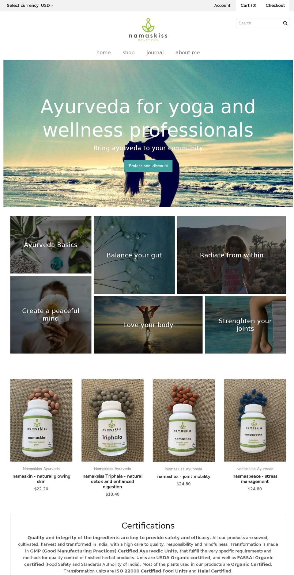 namaskiss.com — Shopify storefront screenshot