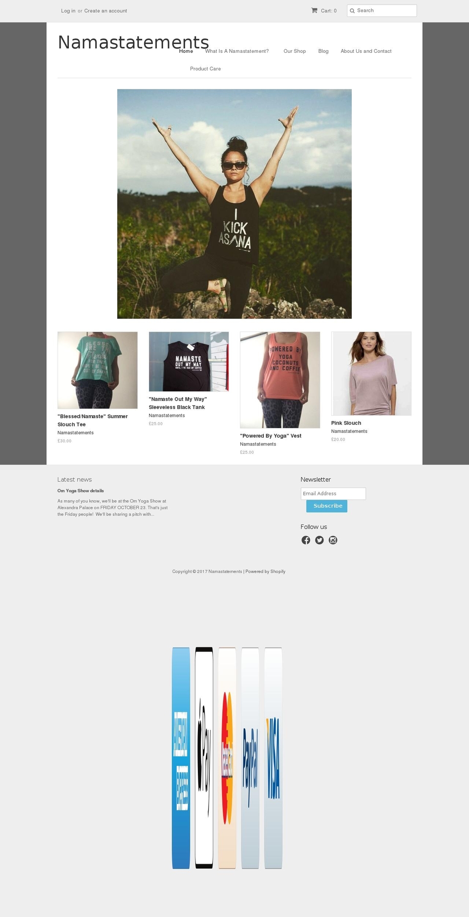 namastatements.com shopify website screenshot