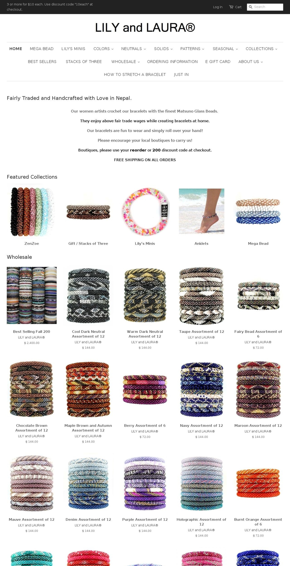 namastebracelets.com — Shopify storefront screenshot