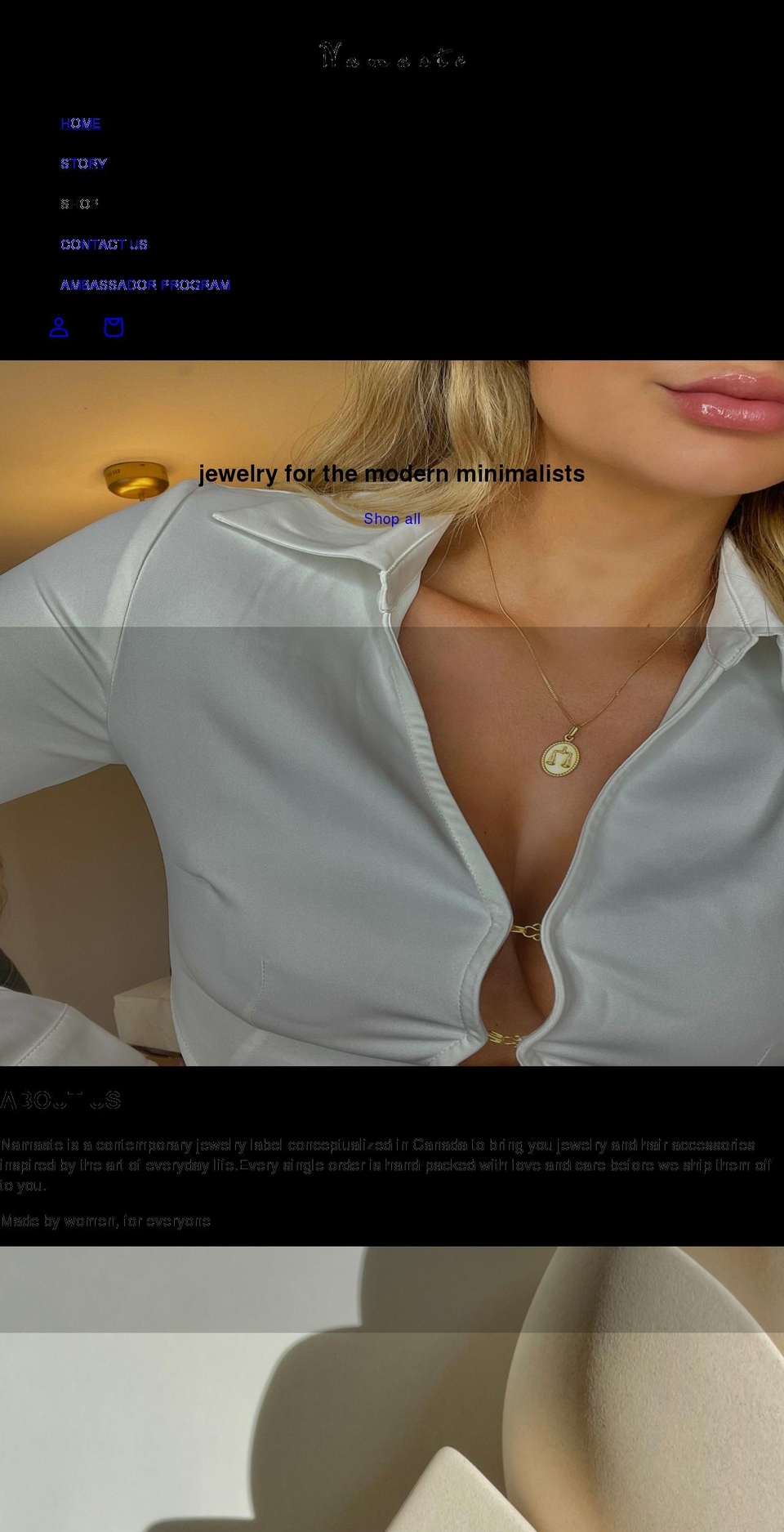 namastejewelryca.ca shopify website screenshot
