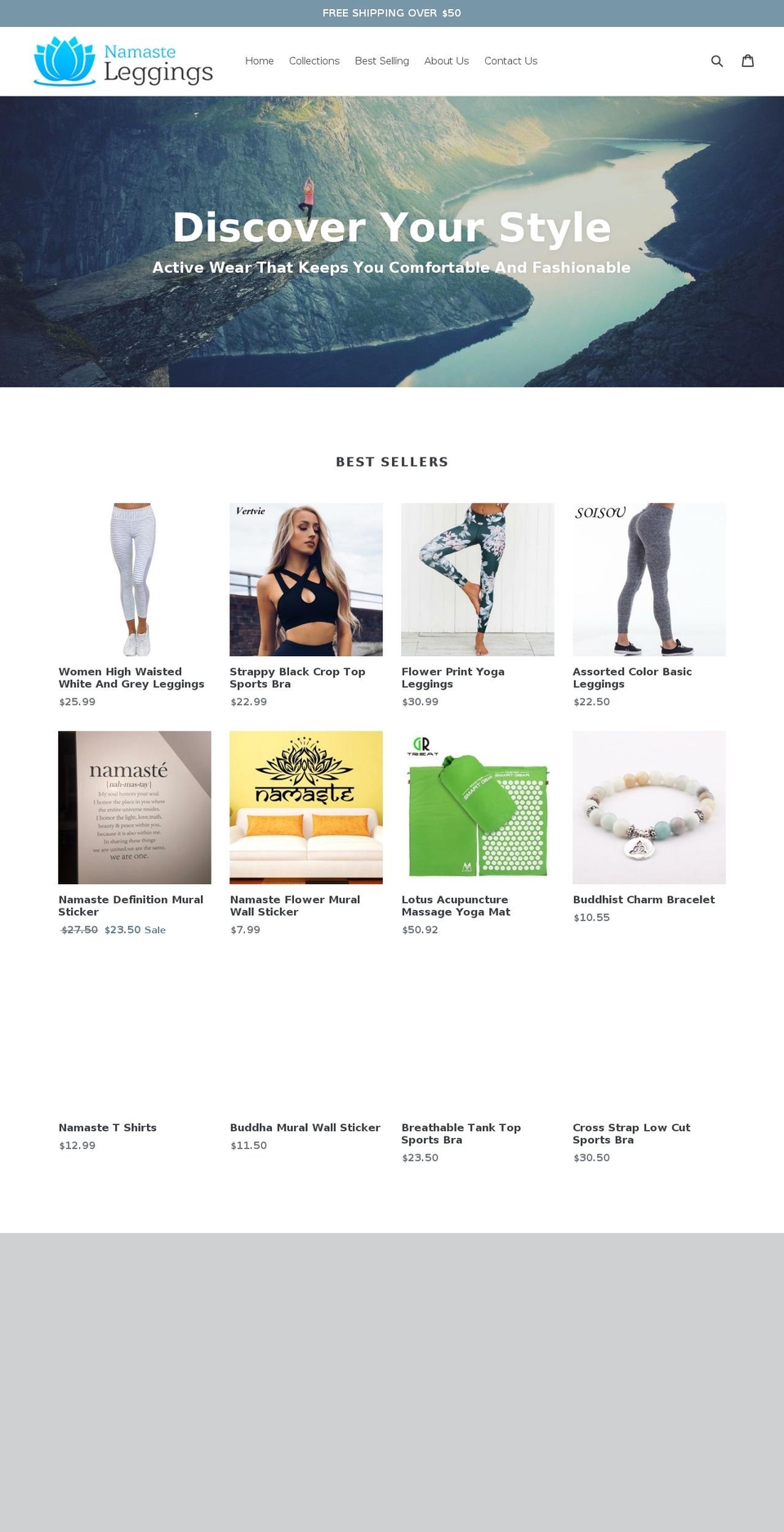 namasteleggings.com — Shopify storefront screenshot