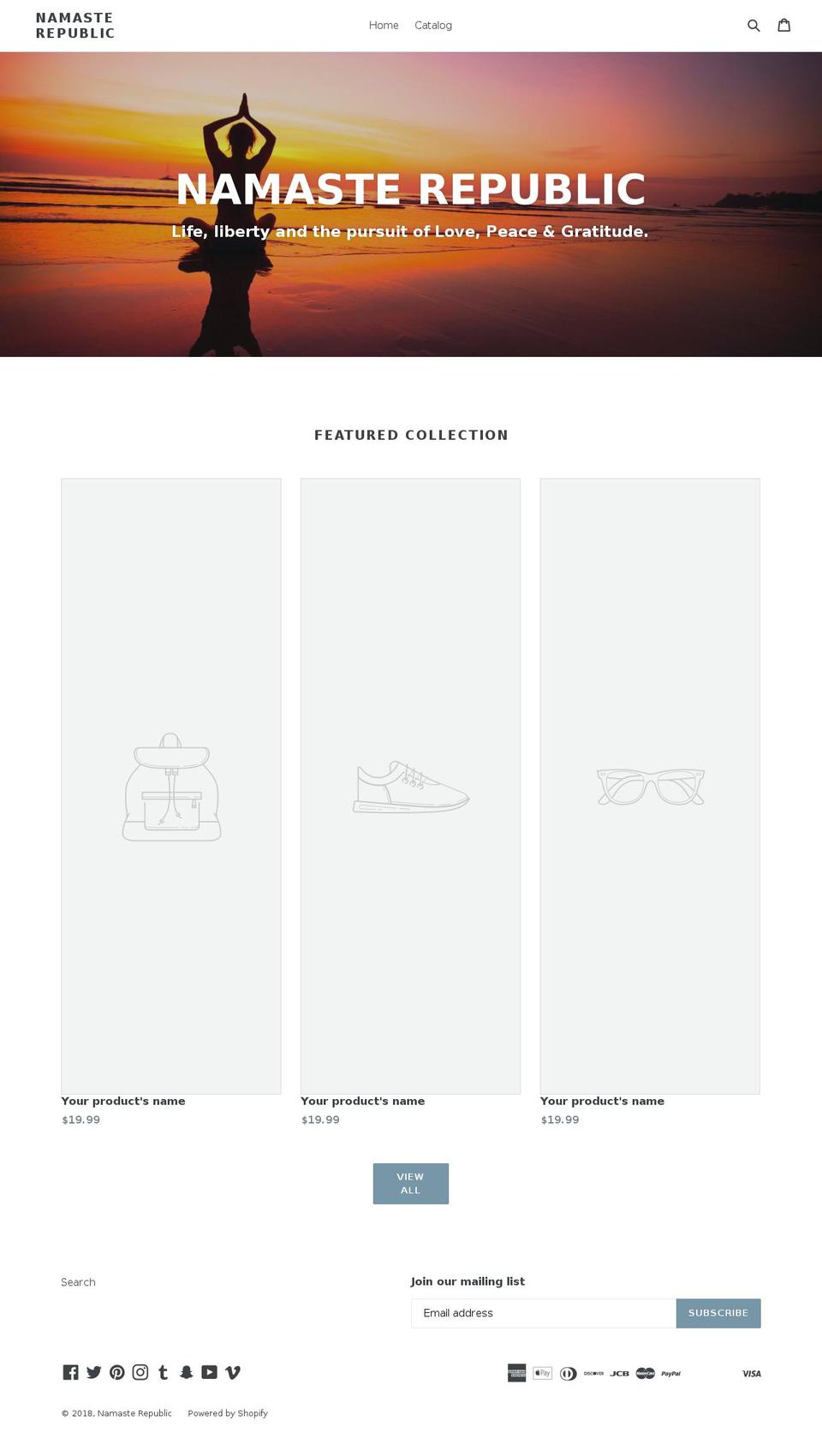 namasterepublic.org shopify website screenshot