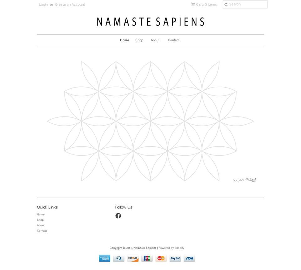 namastesapiens.com shopify website screenshot