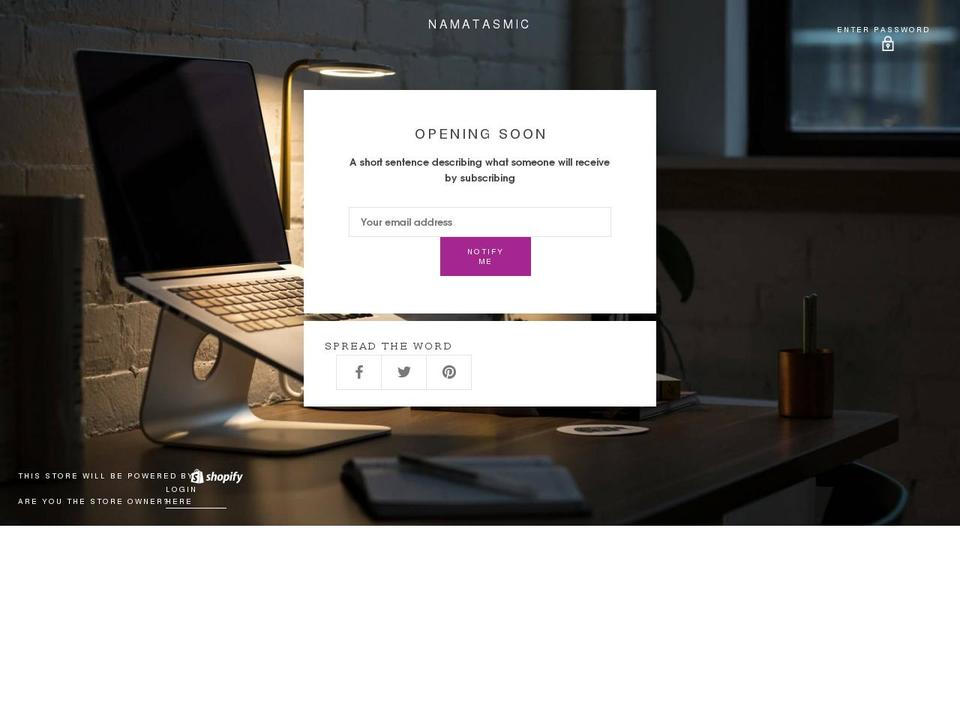 namatasmic.com shopify website screenshot