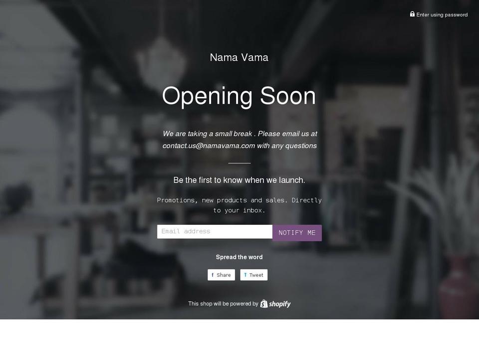 namavama.com shopify website screenshot