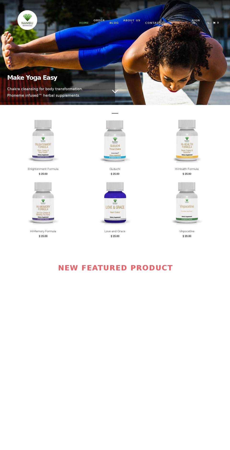 nambubotanicals.com shopify website screenshot