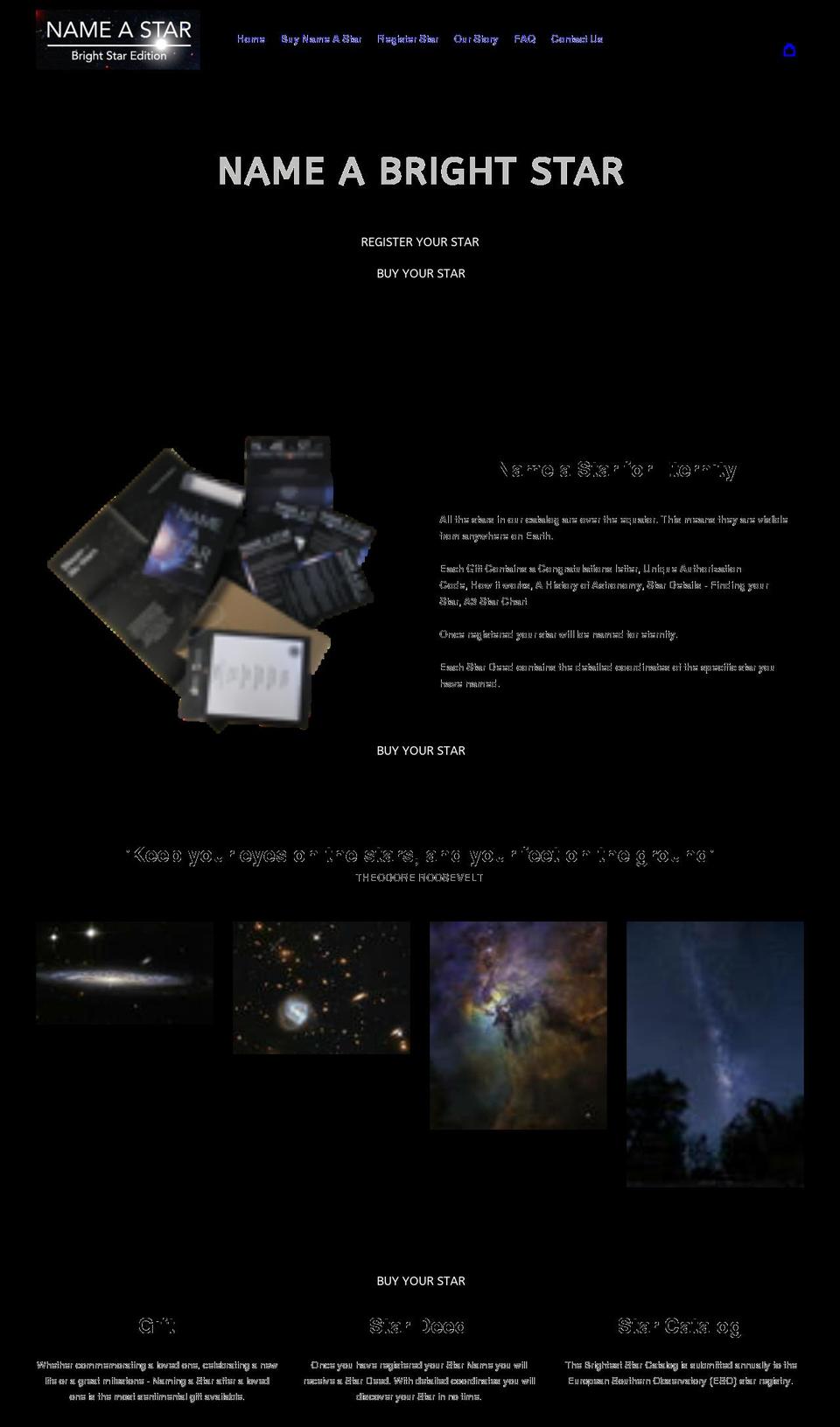 nameabrightstar.com shopify website screenshot