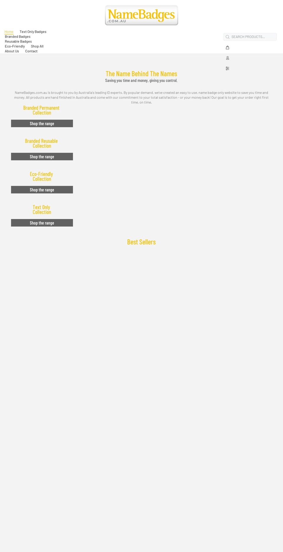 namebadges.com.au shopify website screenshot
