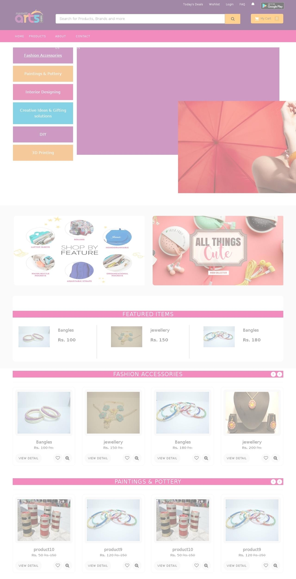 nameitarts.com shopify website screenshot