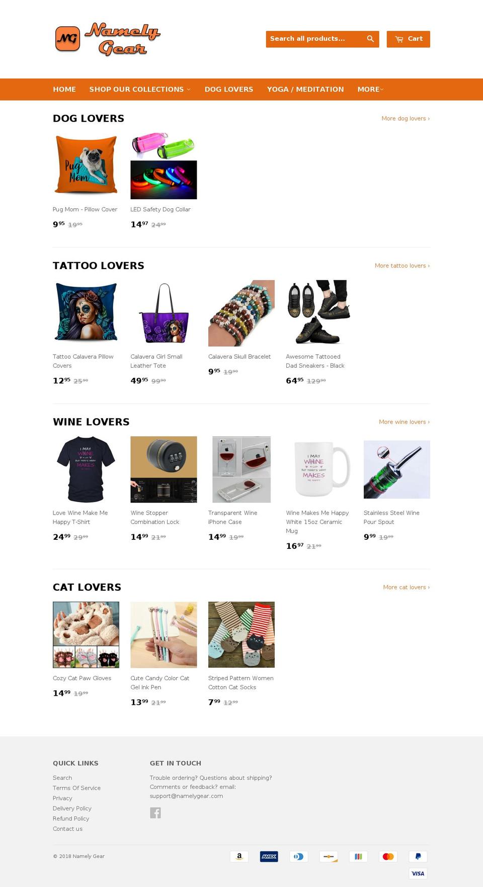 namelygear.com — Shopify storefront screenshot