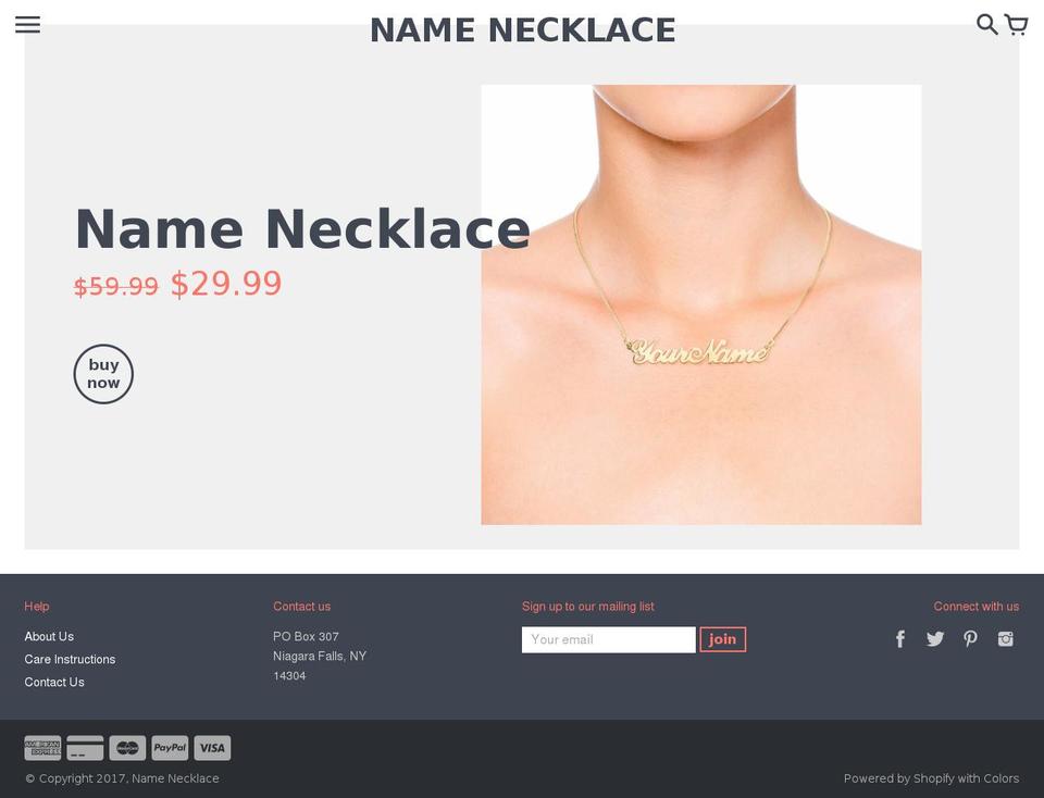 namenecklace.co shopify website screenshot