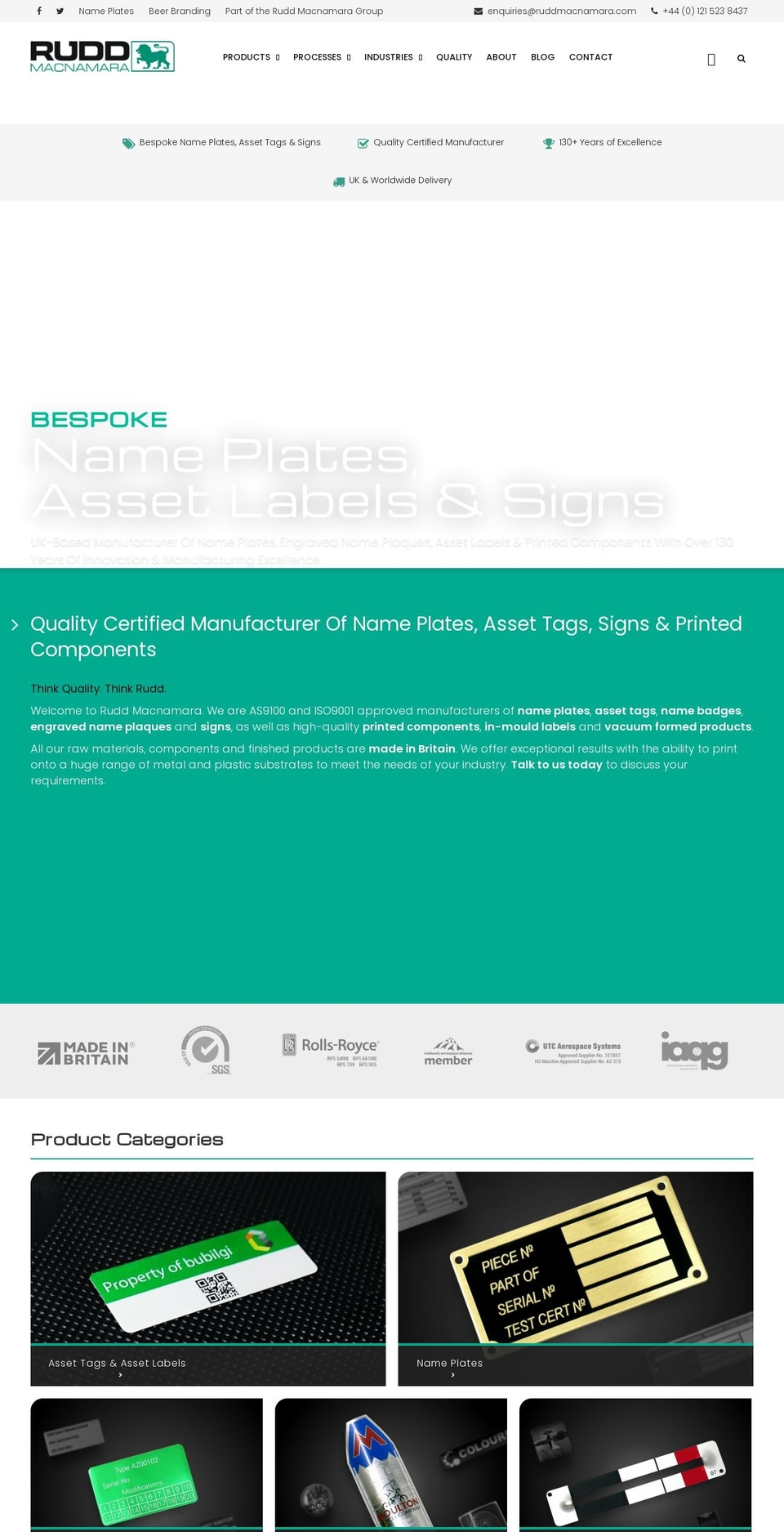 nameplates.co.uk shopify website screenshot